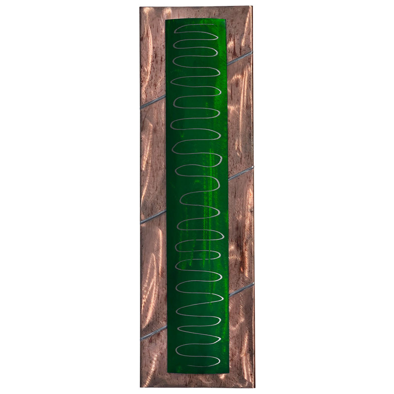Handmade Modern Abstract Wall Decor on Metal, Green/Copper