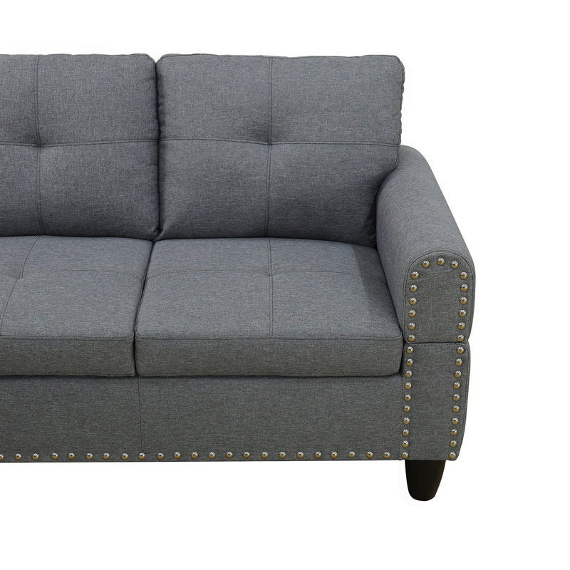 Canapé modulaire en forme de L avec porte-gobelet - gris foncé - gauche
