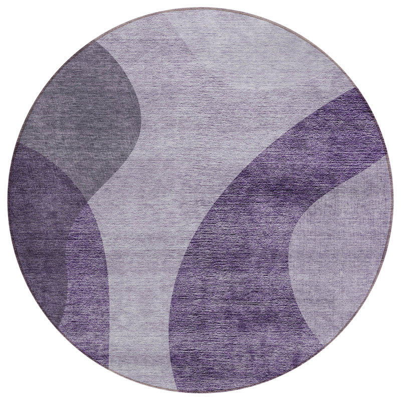Tapis rond lavable et aubergine 8 po