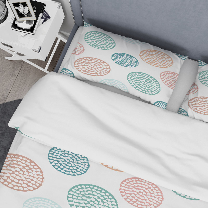 Motif de cercle vert - ensemble de housse de couette abstrait - polyester microfibre