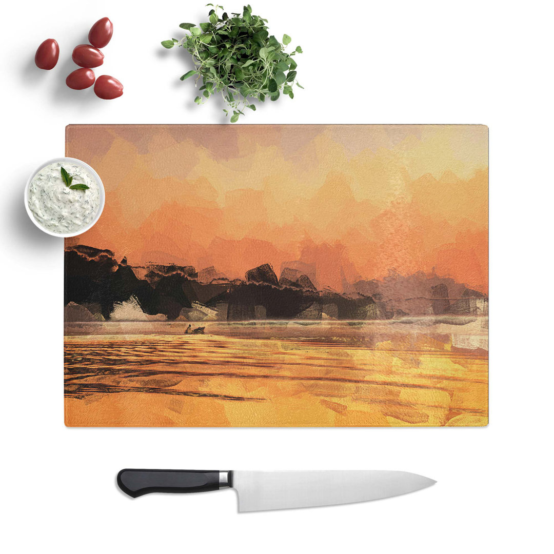 Tempered Glass Boat Under a Sunset Chopping Board