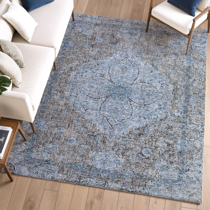Premium Machine Washable Mayfield AMF2136 global Rug, Gray, 10' x 14'