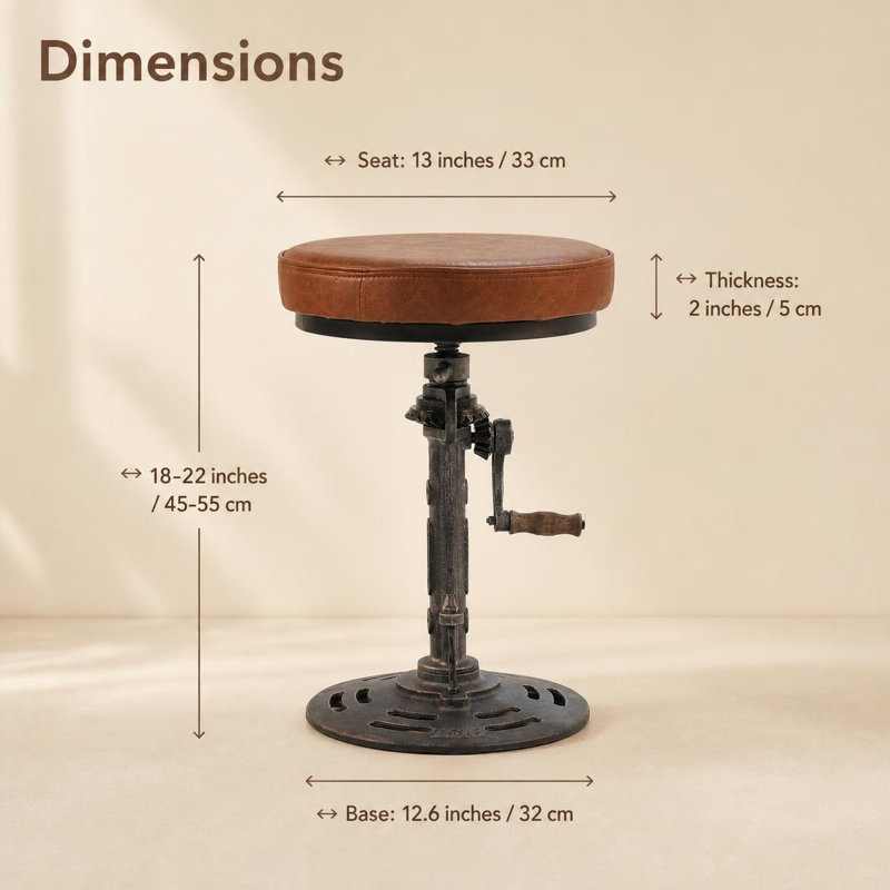 Jeptha Swivel Upholstered Adjustable Height Counter Stool with Iron Frame