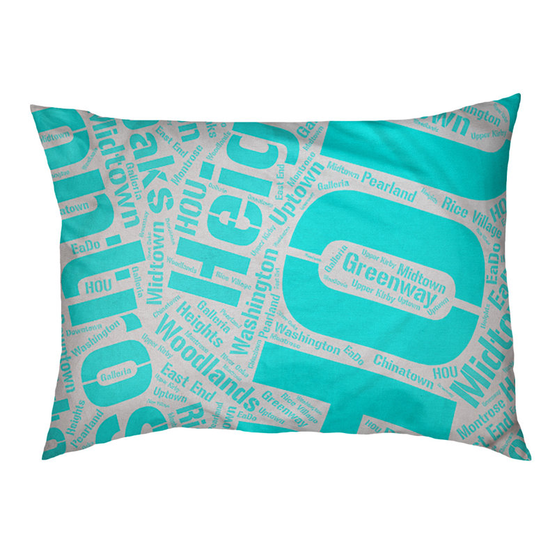 Coussin de chien « districts », Moyen (H 9,5 po x l 28 po x P 18 po), Cyan, Houston