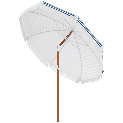 Parasol de terrasse d'extérieur 7 x 7 pi avec inclinaison, évent et parasol de table avec volants à franges et bande Outsunny