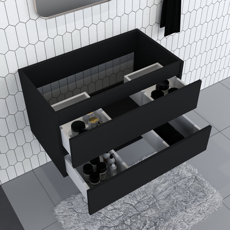 Salt 35.25'' Single Bathroom Vanity Base Only, Black