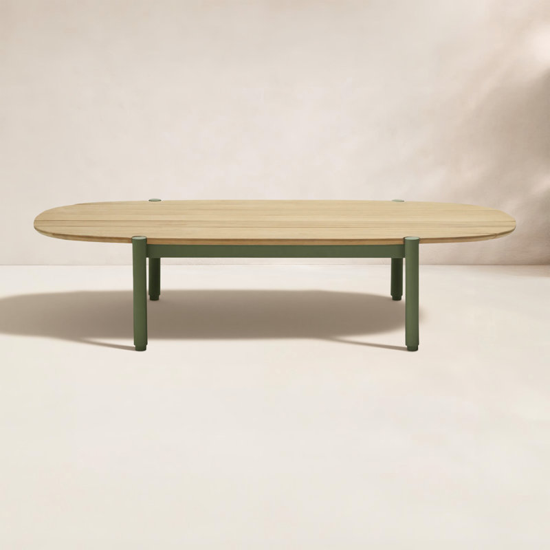 Terra Oval Teak Solid Wood Outdoor Coffee Table , 52 " W 22.75 " D, Olive