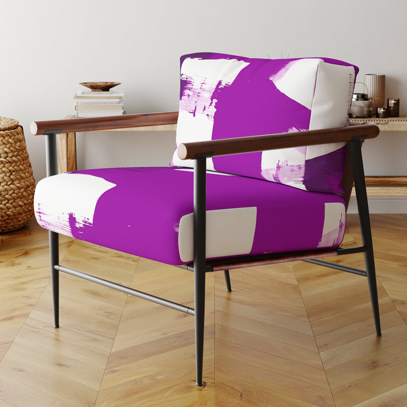 Tomalin Crossing Paths I - Fauteuil d'appoint rembourré mauve et blanc moderne, Noir, noir, noir, noir