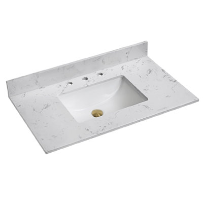 Plateau de meuble-lavabo simple 48 po en pierre reconstituée avec lavabo - pour remplacement de meuble-lavabo, sans armoire