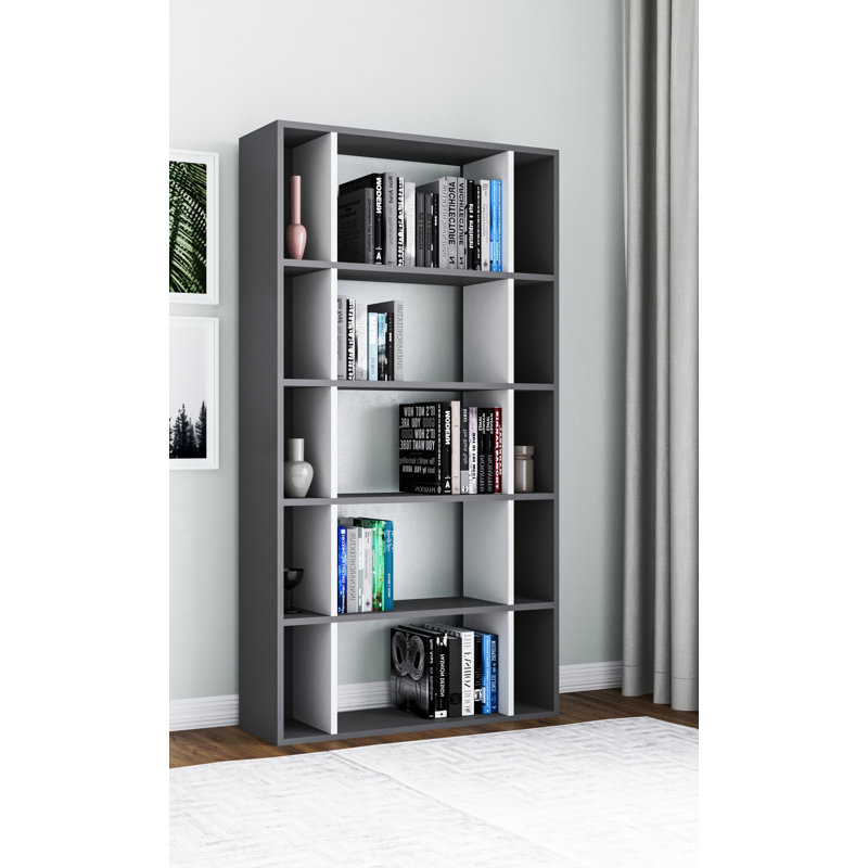 Koehl Stylish Freestanding Bookcase 90cm Wide Storage Solution for Home and Office, Anthracite/White