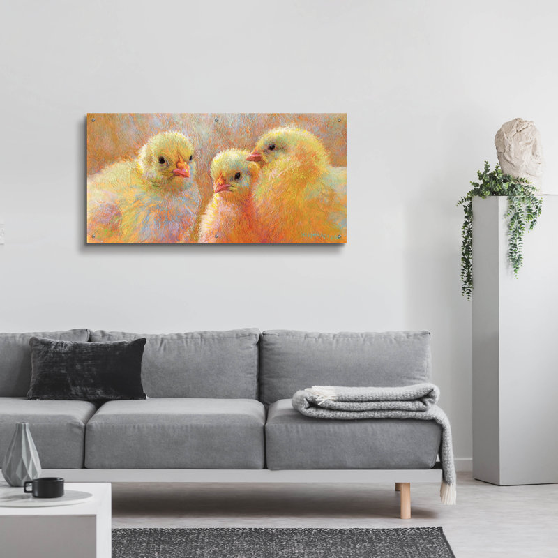 «Chick Clique» par Rita Kirkman, art mural en verre acrylique, H 24 po x l 48 po
