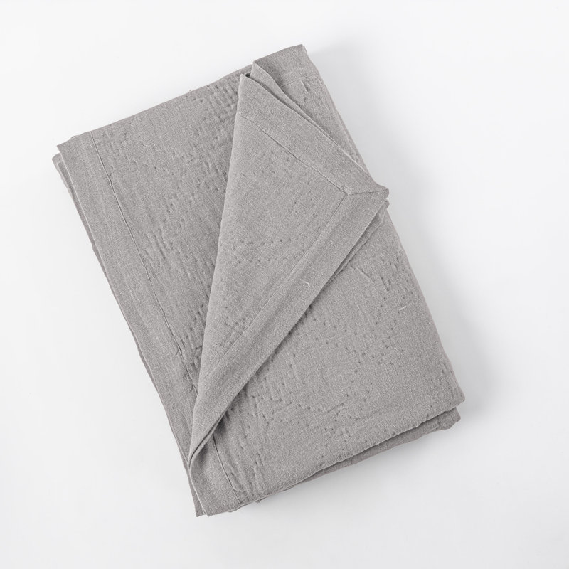 Courtepointe en lin Kyler, gris, simple, Twin Quilt