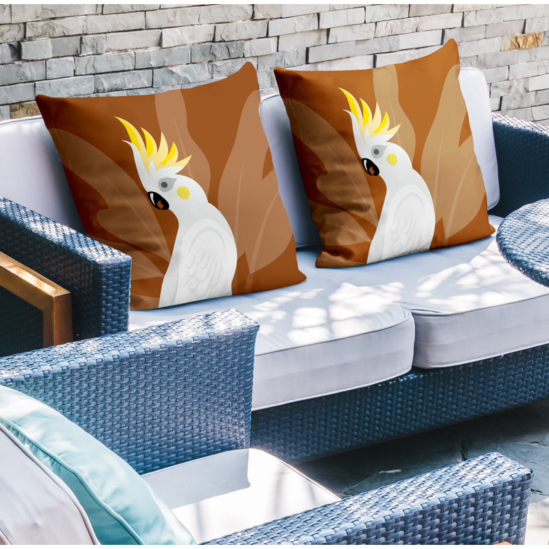 Coussin intérieur / extérieur Catoo Bird, L 17 po x H 17 po, Orange brûlé