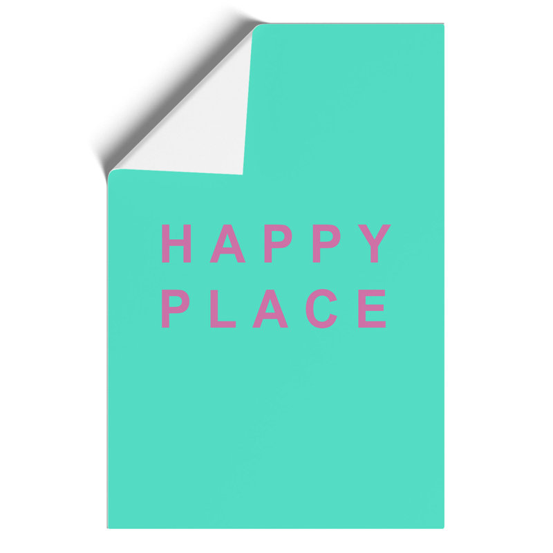 Happy Place Teal - Frameless Print, 84cm H x 59cm W x 0.1cm D