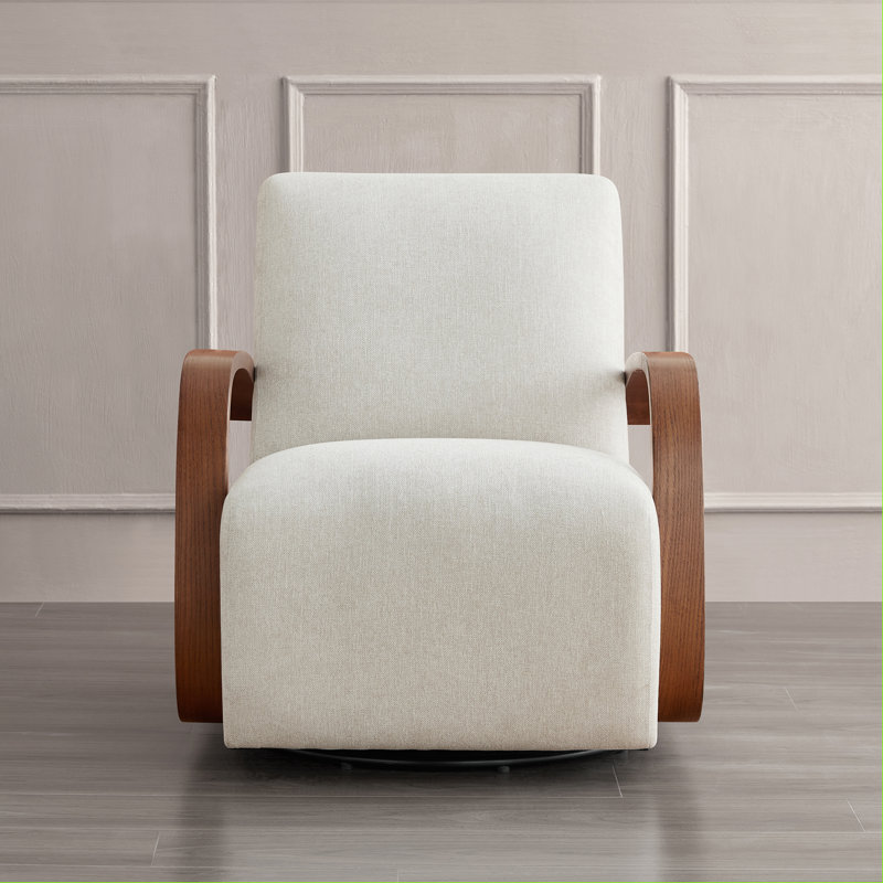 Fauteuil Winham Brehana, Tissage performant en lin délavé, Foyer de noyer
