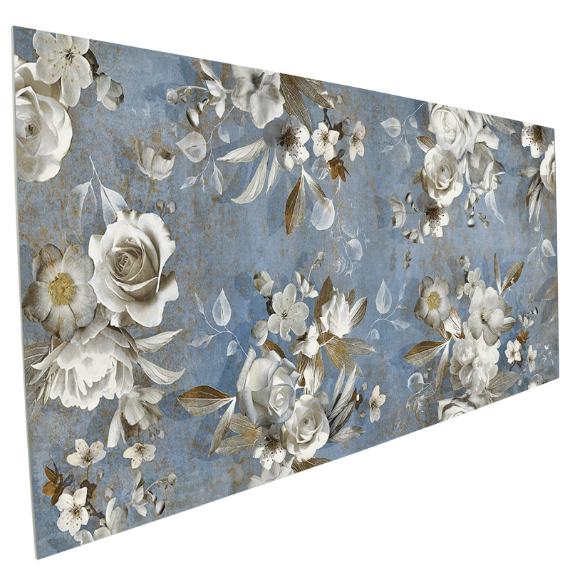 Parete Setoso 24" x 47" Porcelain Natural / Floral Wall & Floor Tile, Blue/White