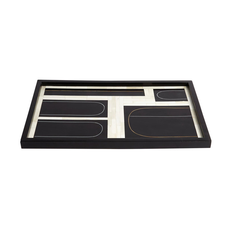 Black and Light Brass Loop Rectangular Tray