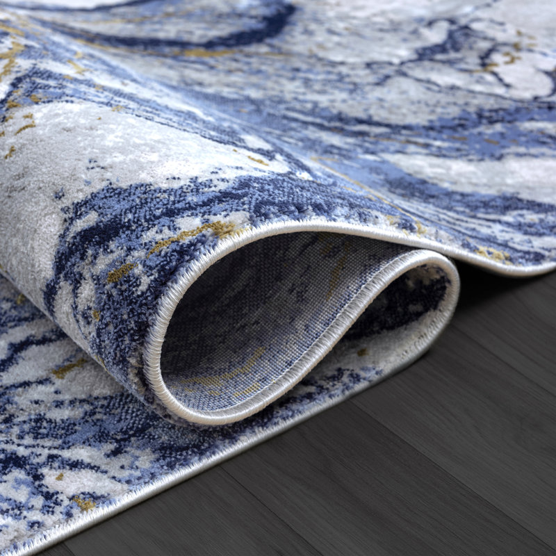 Blue and Gray Abstract 6' x 9' Area Rug