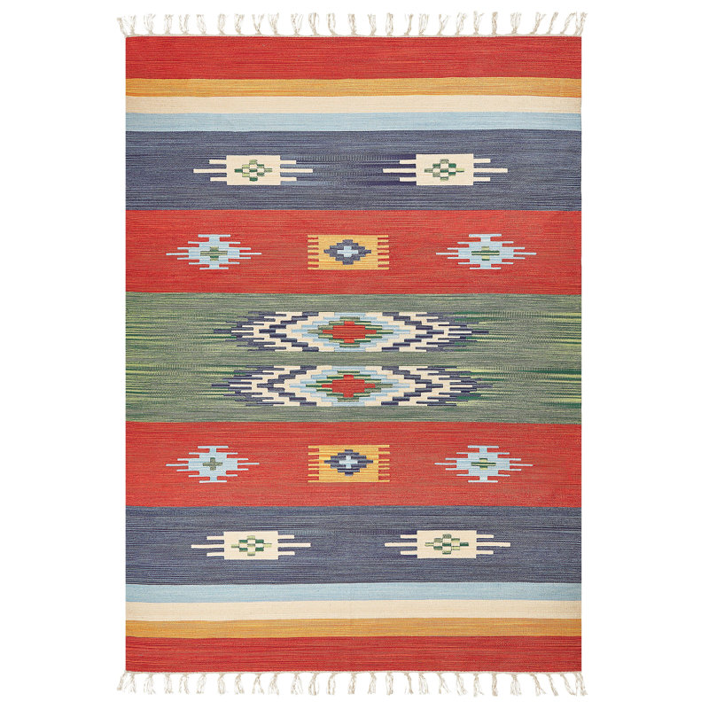 Judson Southwestern Cotton Hand Woven Area Rug, Rectangle 200 x 300cm