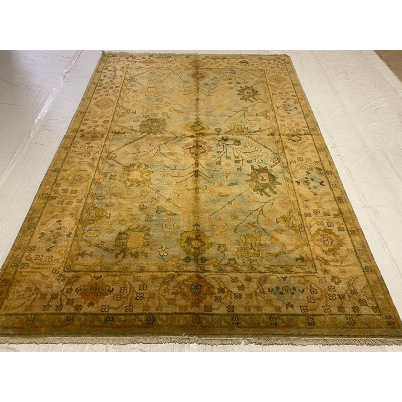 Tapis unique Oushak anatolien vieilli noué à la main 6 pi 1 po x 9 pi One-of-a-Kind