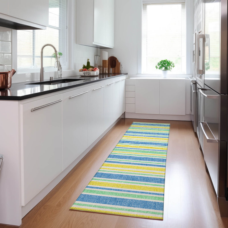 Tapis intérieur / extérieur Kinslee, Tapis de couloir 2 pi 3 po x 7 pi 6 po