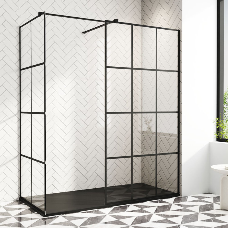 Cascia 1000mm W x 1900mm H Walk In Framed Walk In Glass Screens with Pattern Glass