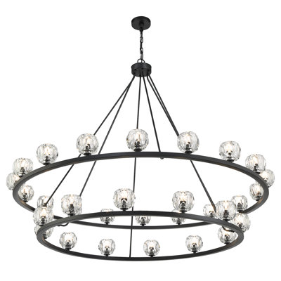 Lustre noir mat 30 lumières Rashana