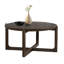 Table basse 42 carrés avec plateau en bois, base en tréteaux brun riche, centre de table de salon