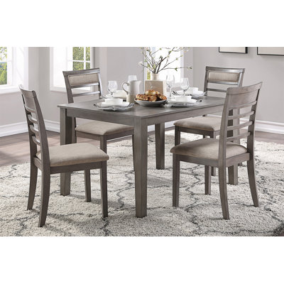 5Pc Dining Set With Fabric Upholstered Chairs, Perfect For Modern And Transitional Spaces.