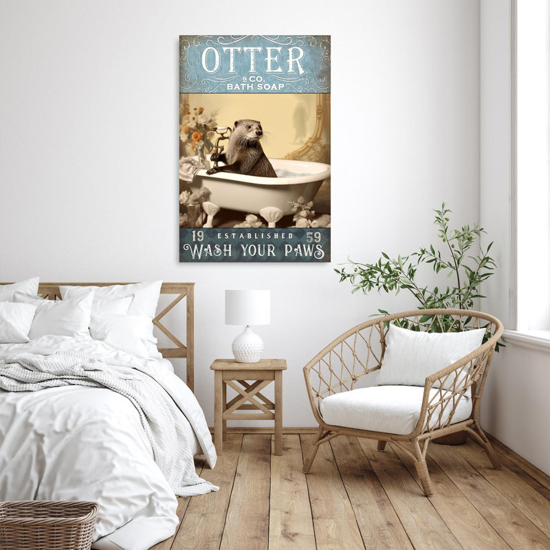 Impression sur toile «Kirpot Otter Bath Soap», H 14 po x l 11 po x P 1,25 po