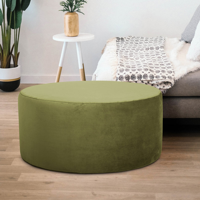 Azemar Upholstered Ottoman, Polyester Bella Moss