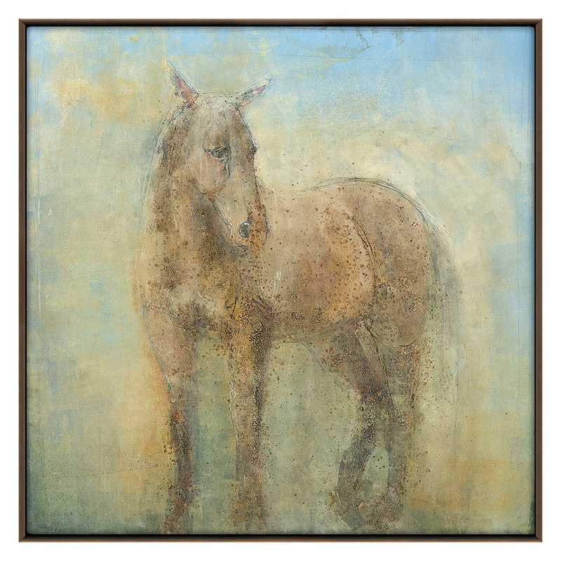 «Lope 1» par Maeve Harris, peinture sur toile à cadre flottant, Bronze, H 36 po x l 36 po x P 1,88 po