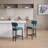 Upholstered Fabric Counter Height Barstool with Black Metal Legs for Dining Room/Kitchen Island/Bar-1883469827