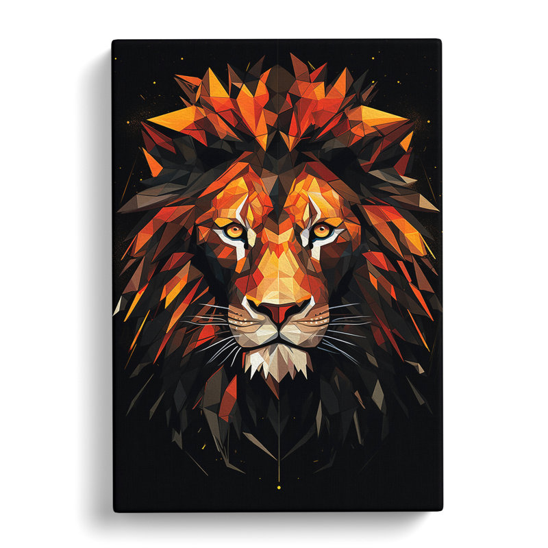 Lion Geometric - Wrapped Canvas, 76cm H x 50cm W x 3cm D