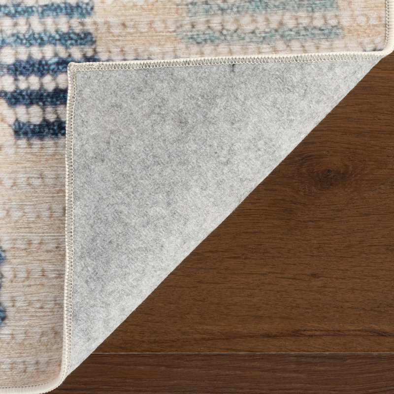 Diamond Cove Green Machine Washable Rug, Blue, Rectangle 8'6" x 11'6"