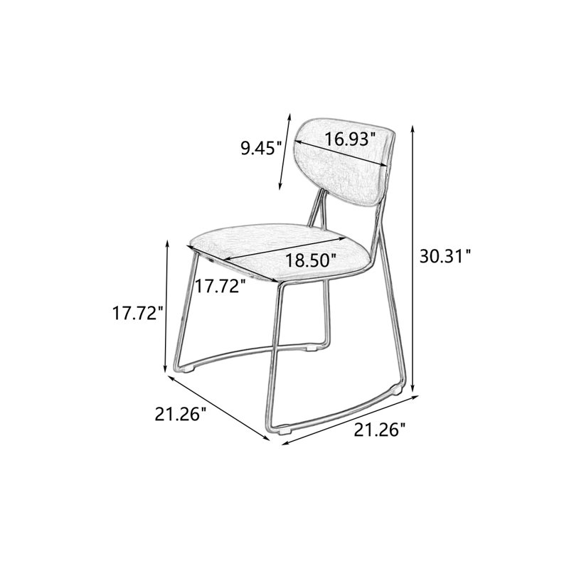 Chaise d'appoint noire à dossier solide (ensemble de 2), Black