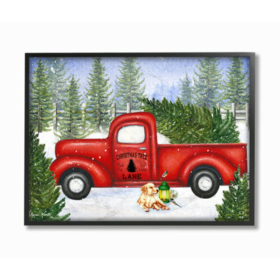 " Holiday Christmas Tree Lane Pickup Truck With Dog And Lantern "