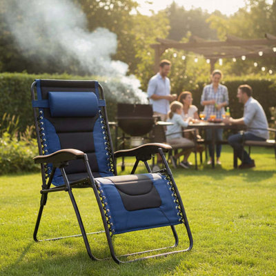 Très grand fauteuil rembourré zéro gravité avec système de verrouillage et plateau utilitaire