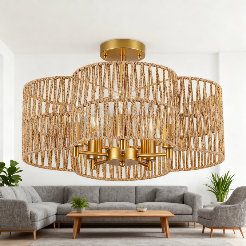 Plafonnier semi-encastré 5 lumières Boho
