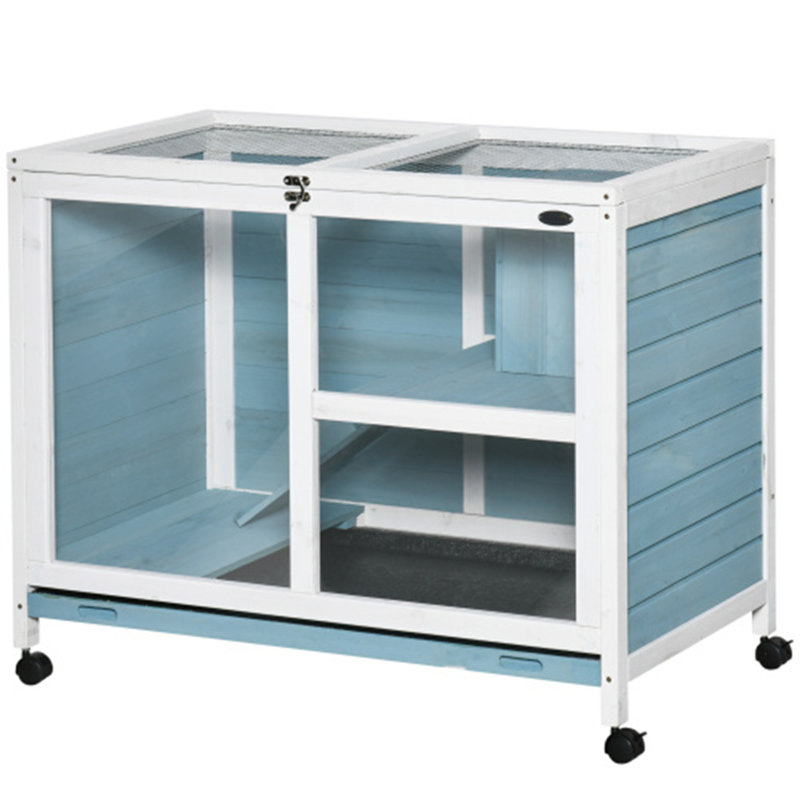 Cage d'intérieur à roulettes avec roulettes, Bleu clair