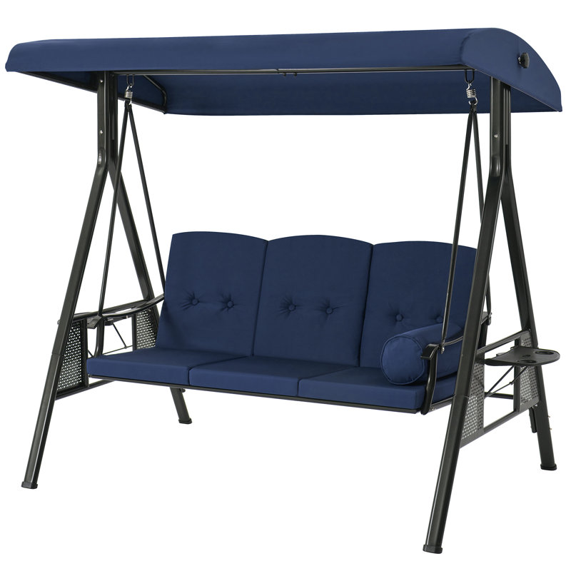 3 Person Porch Swing with Canopy, Blue