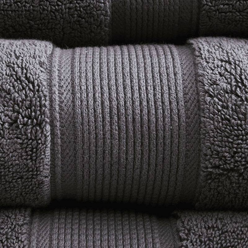 100% Cotton 8 Piece Antimicrobial Towel Set, Gray