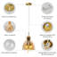 Luminaire suspendu en forme de globe doré à hauteur réglable avec lustre en verre pour îlot de cuisine dans la salle à manger (paquet de 1)