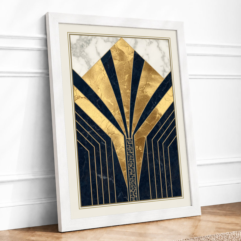 Sunburst Elegance Art Deco - Framed Print, A3 - 42.0 x 29.7 cm, White