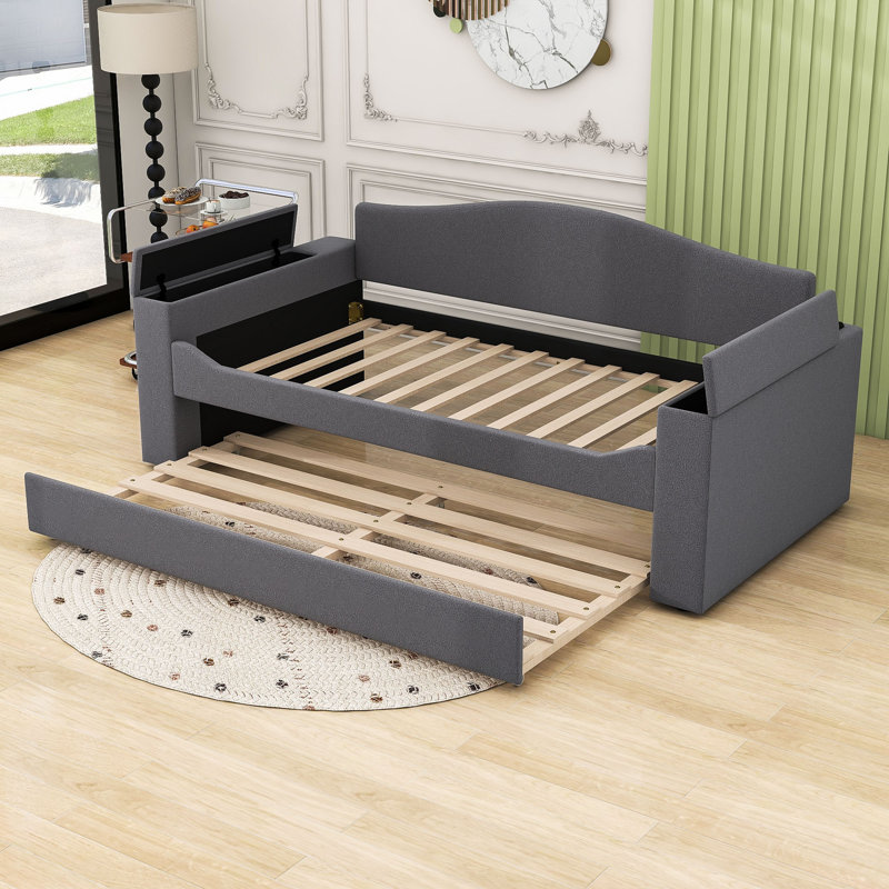 Lit de jour avec couchette Melito, Beige, Lit simple