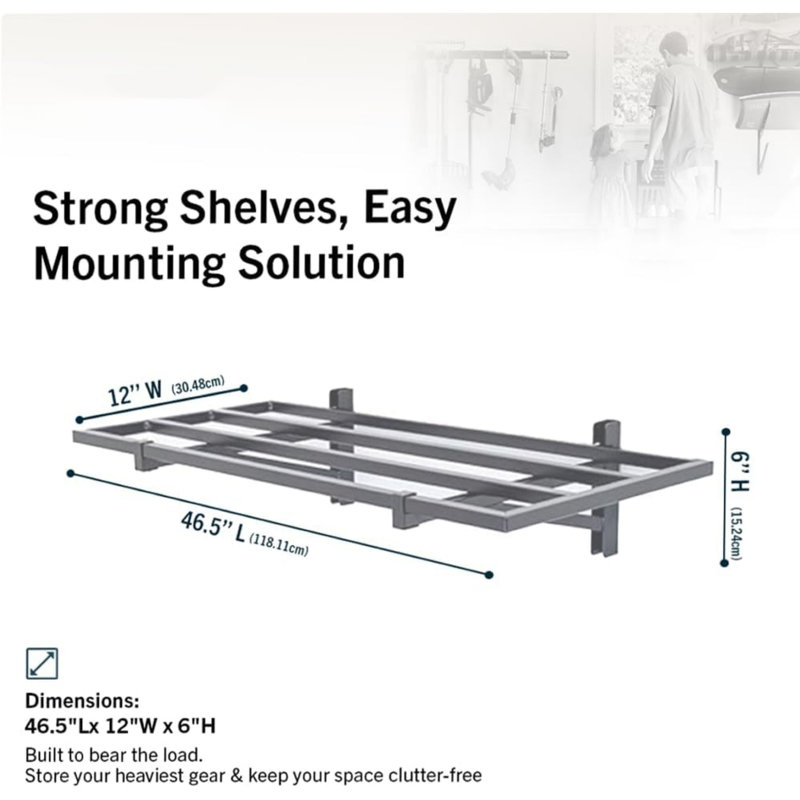 118.1cm W Steel Wall Mounted Shelving Unit