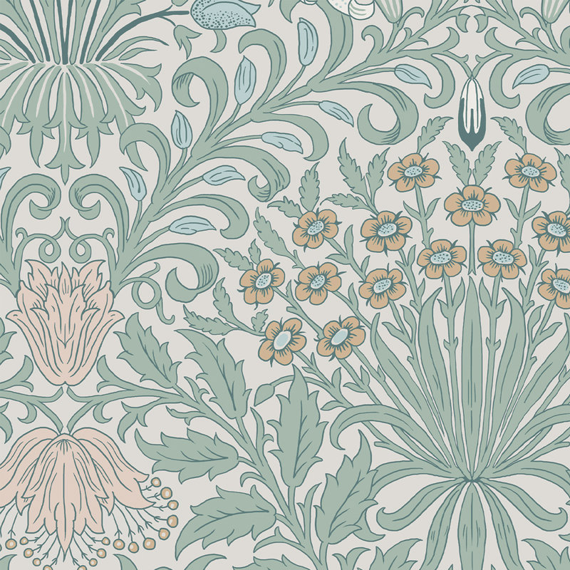 William Morris Garden Soft Wallpaper, Light Blue