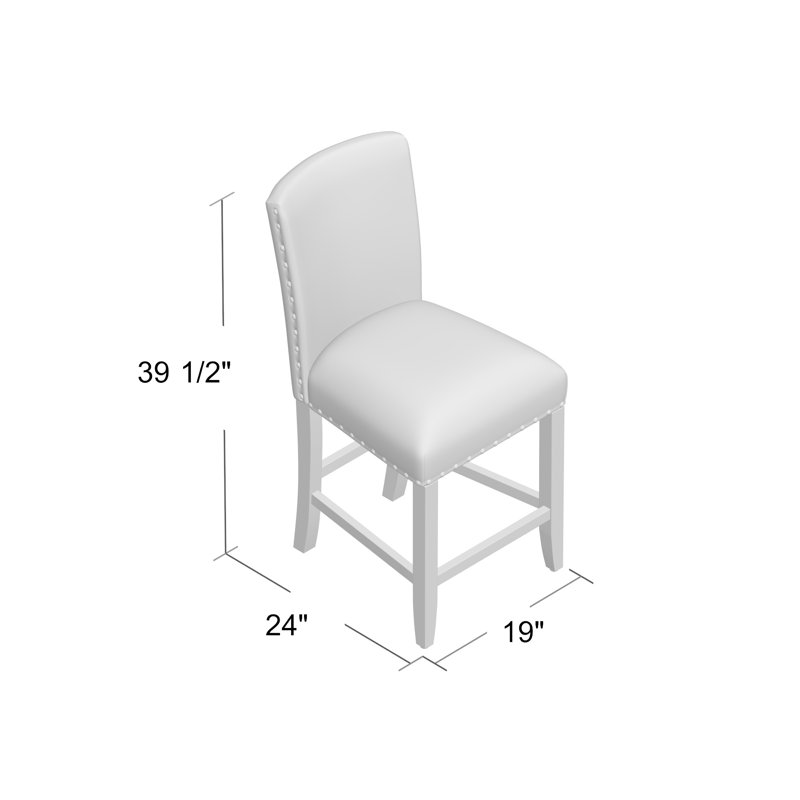 Tabouret de comptoir 24 po avec têtes de clou Arlene, Gris anthracite foncé tissé