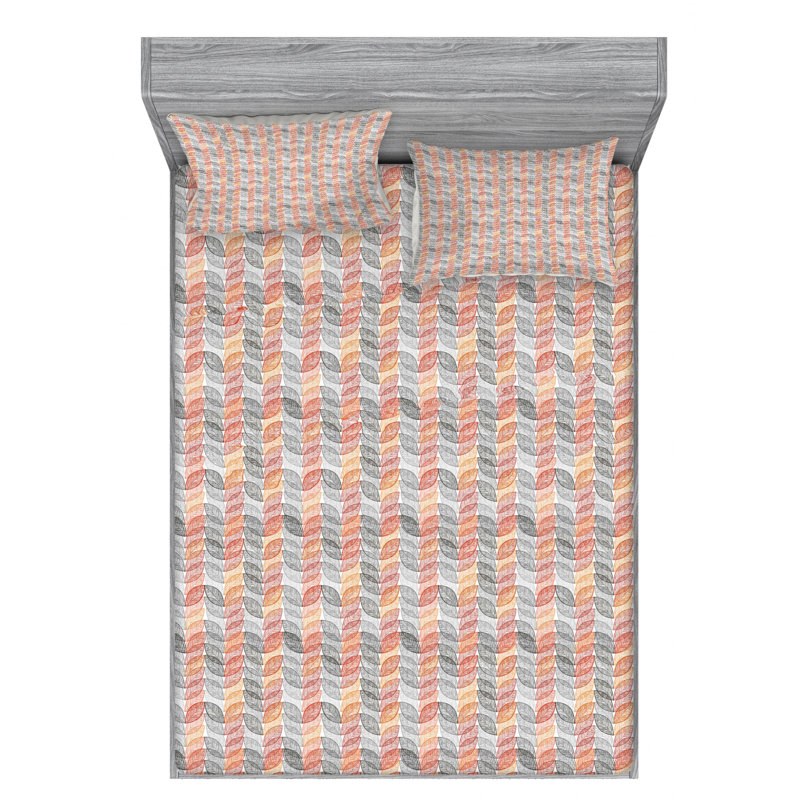 Microfiber Floral Sheet Set, Queen Sheet Set with Fitted Sheet