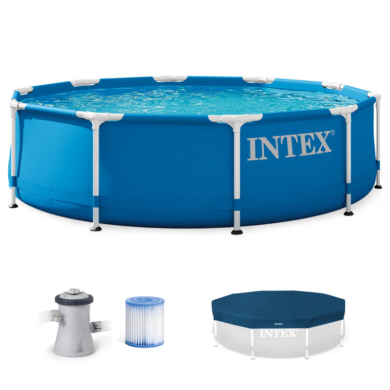 Intex 10ft x 30in Metal Frame Swimming Pool Set with Filter and Debris Cover